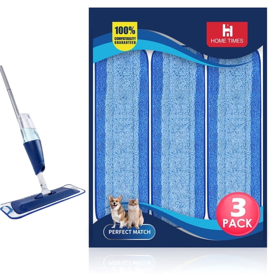 3 Pack Microfiber Mop Pads Compatible with Bona Mop, 18 Inch Reusable Washable Replacement Pads for Hardwood, Multi-Surface Floors