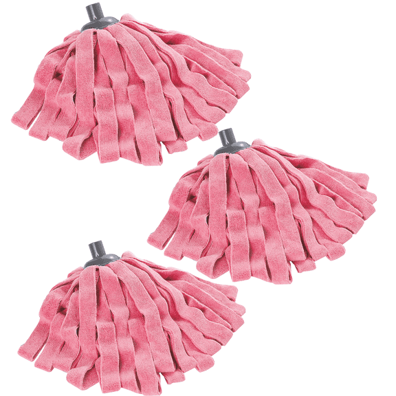 3 Pack Microfiber Cloth Mop Refills Compatible with O Cedar, Washable Mop Replacements for Wet and Dry Use (Pink)