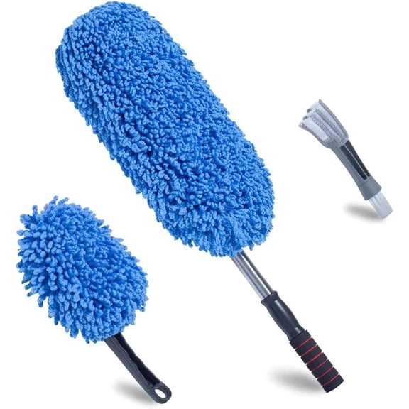 (3 Pack) Microfiber Duster Exterior Scratch Free, Extendable Handle Interior Multipurpose dust Cleaning Duster for