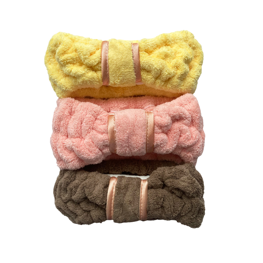 3 Pack Microfiber Facial Spa Headbands, Makeup Headbands, Elastic Curl