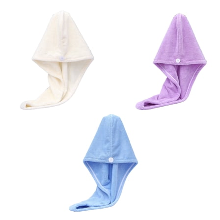 3 Pack Microfiber Hair Towel Wrap for Women,Super Absorbent Quick Dry Hair Turban for All Hair Types Anti Frizz, Large Hair Drying Towel Head Towel with Button