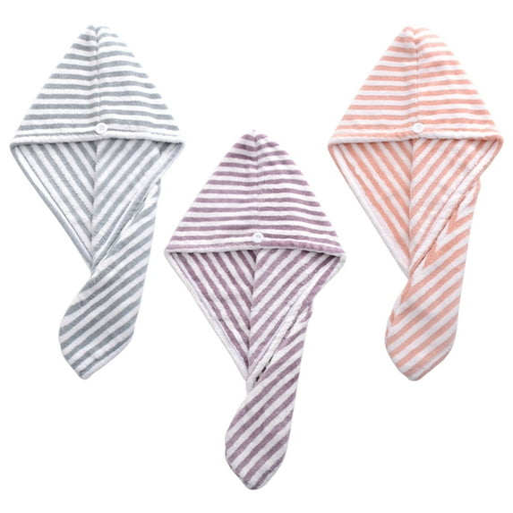3 Pack Microfiber Hair Towel Wrap for Women,Absorbent Hair Wrap Towel with Buttons for Drying Hair