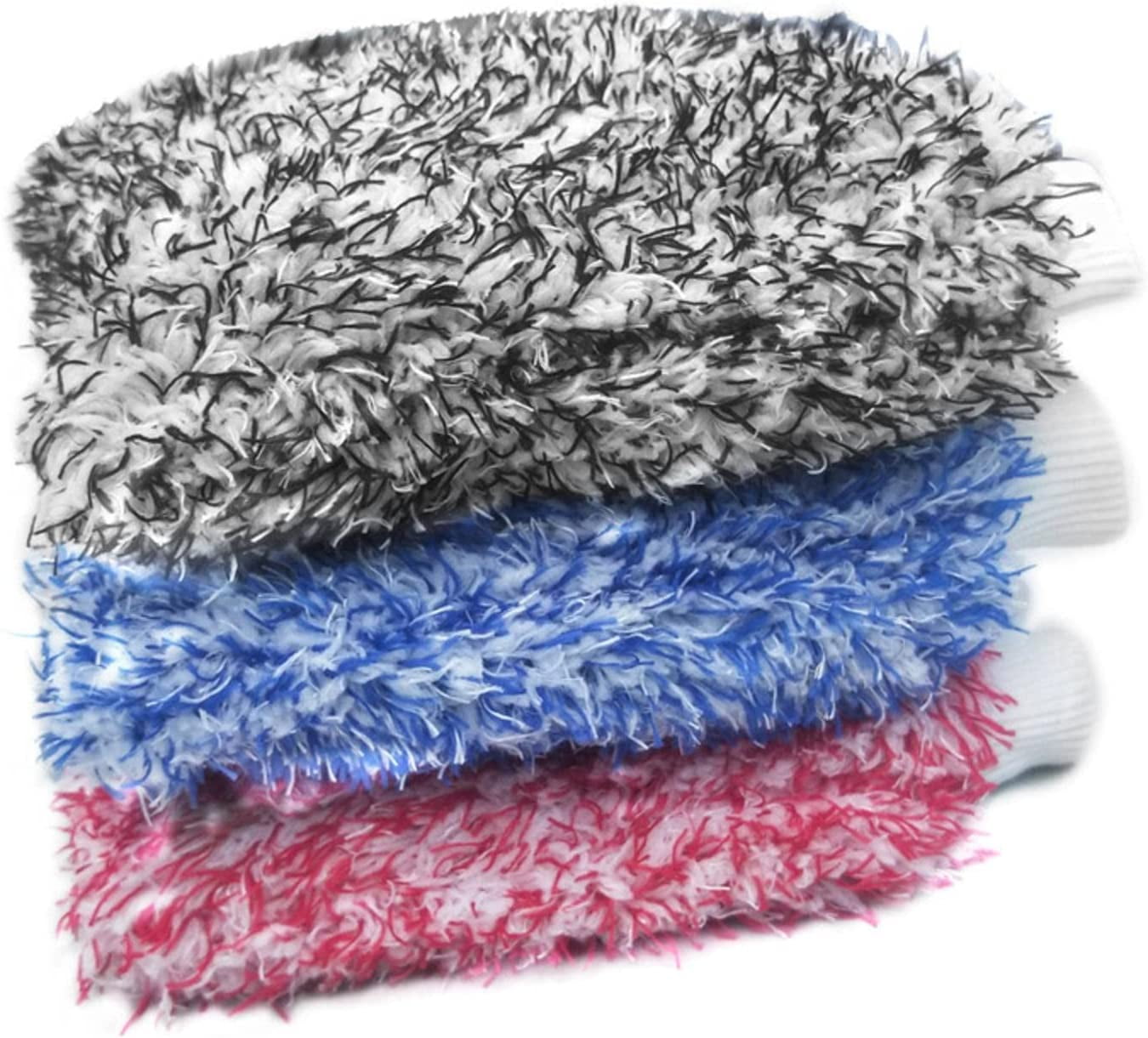 3 Pack Microfiber House Cleaning and Car Wash Mitts, Car Wash Mitt, Scratch-Free Microfiber Wash