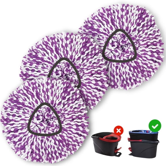 Home Times 3 Pack Microfiber Spin Mop Refills Compatible with O Cedar RinseClean 2-Tank System, Machine Washable, Scratch-Free and Absorbent