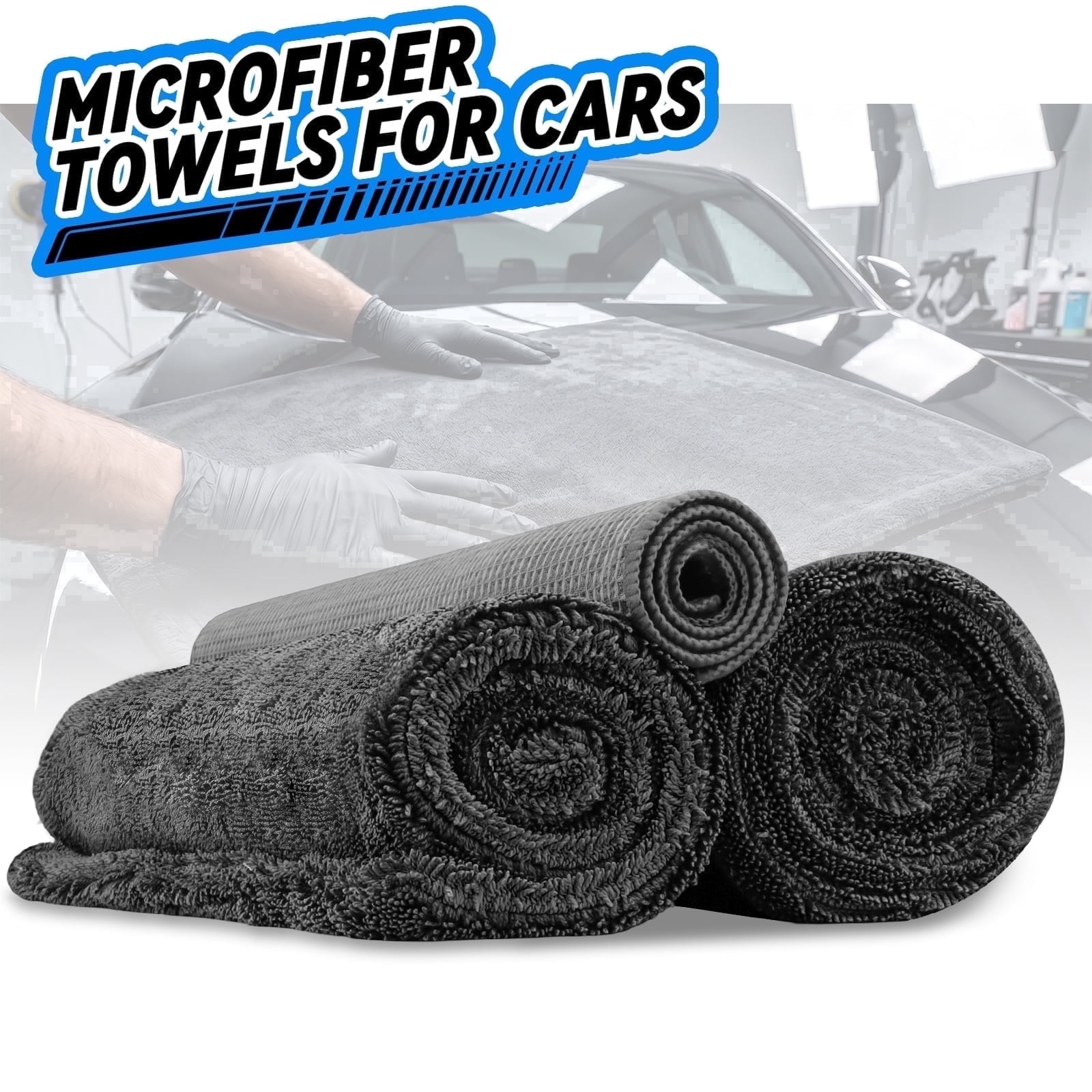 Lafati 3-Piece Car Drying Towel Kit, 1200GSM Double Twisted Loop Ultra Absorbent Microfiber Towels for Cars , Scratch-Free Professional Detailing Kit for Cars, Trucks, Suvs