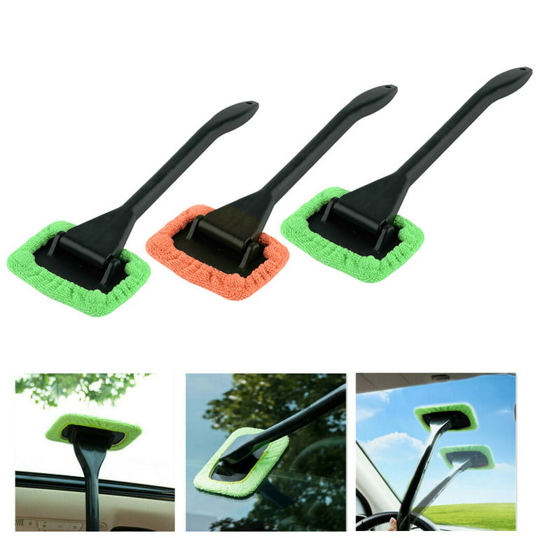 2pcs Car Window Cleaner Brush Kit Windshield Cleaning Wash Tool Inside  Interior Auto Glass Wiper With Long Handle Car Accessories Best Seller Gift