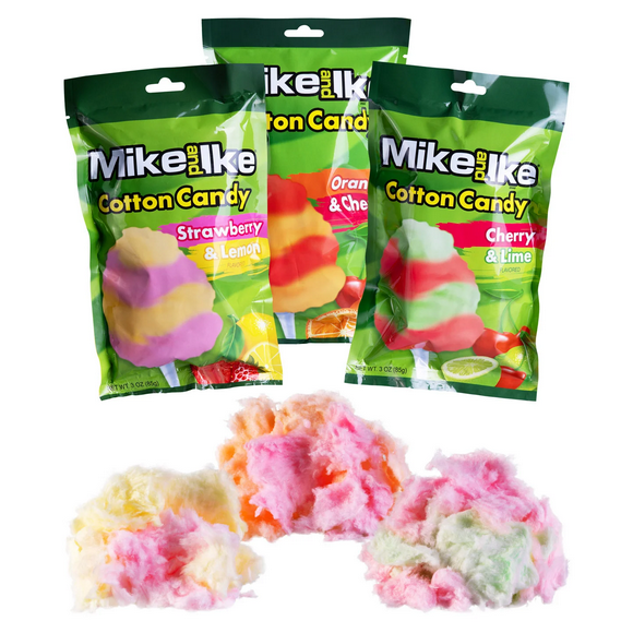 3 Pack Mike & Ike Cotton Candy- Fruit-chew-flavored cotton candy.