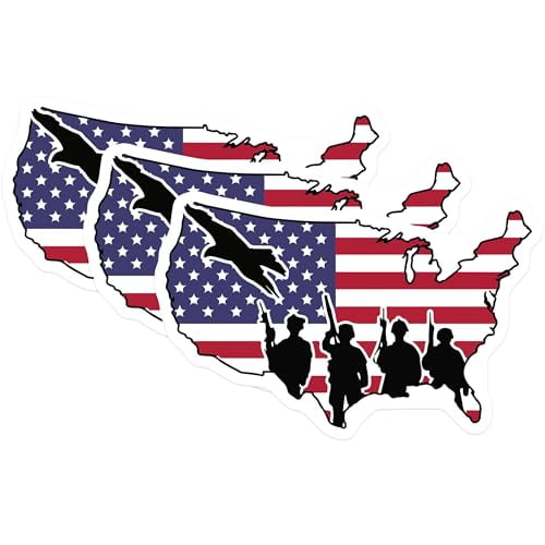 (3 Pack) Military Decals - American Flag Stickers - Patriotic Decals - 3 Inches On Longest Side - Easy Peel & Apply - Made in USA - 3MCS4793