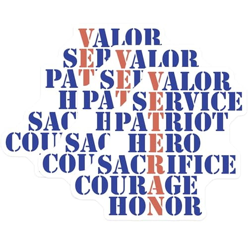 (3 Pack) Military Valor Decals - Patriotic Hero Stickers - Service Honor Decals - 3 Inches On Longest Side - Easy Peel & Apply - Made in USA - 3MCS4305