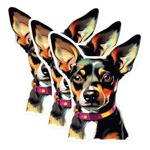 (3 Pack) Min Pin Decals - Miniature Pinscher Dog - Laptop Decal - 3 Inches On Longest Side - Easy Peel & Apply - Made in USA - 3MCS0805