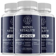 3 Pack Mind Vitality Focus - Dietary Supplement for Focus, Memory, Clarity, Energy - Advanced Cognitive Support Formula for Maximum Strength - 180 Capsules