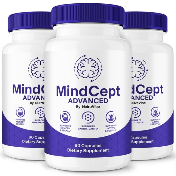 (3 Pack) MindCept Pills  Daily Formula with a Natural Blend to Help Maintain Focus, Memory & Concentration | Clean, Gentle, Easy-to-Swallow Capsules for Everyday Sharpness (180 Capsules)
