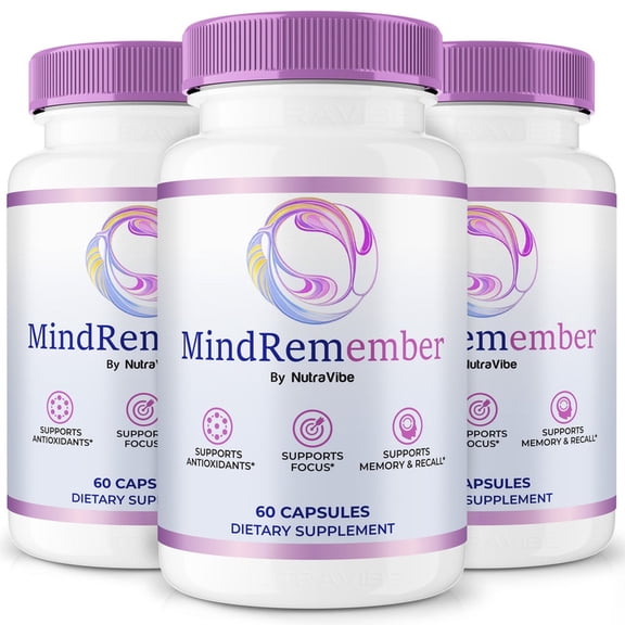 (3 Pack) MindRemember Pills – Daily Formula with a Natural Blend to Help Maintain Focus, Memory & Concentration | Clean, Gentle, Easy-to-Swallow Capsules for Everyday Sharpness (180 Capsules)
