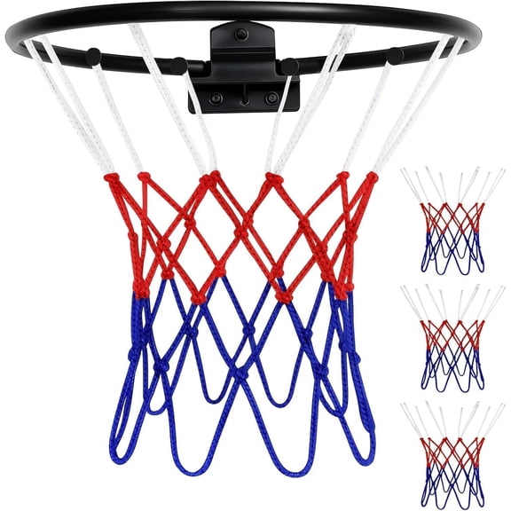 3 Pack Mini Basketball Net for 8 Loops - Small Indoor Outdoor Basketball Net Fit 8"-10.25" Hoops, Color Basketballs Hoop Nets, Basketballs Hoop Nets for Indoor Door/Room Walls