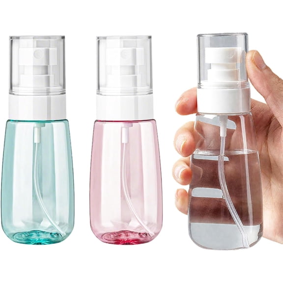 3 Pack Mini Bottles 2oz / 60ml, Fine Mist Water Bottle Leak Proof, Refillable Travel Bottles for Toner, & Hair Care