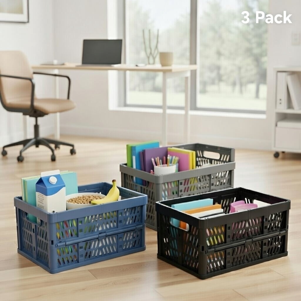 3 Pack of Mini Collapsible Milk Crate [9.25