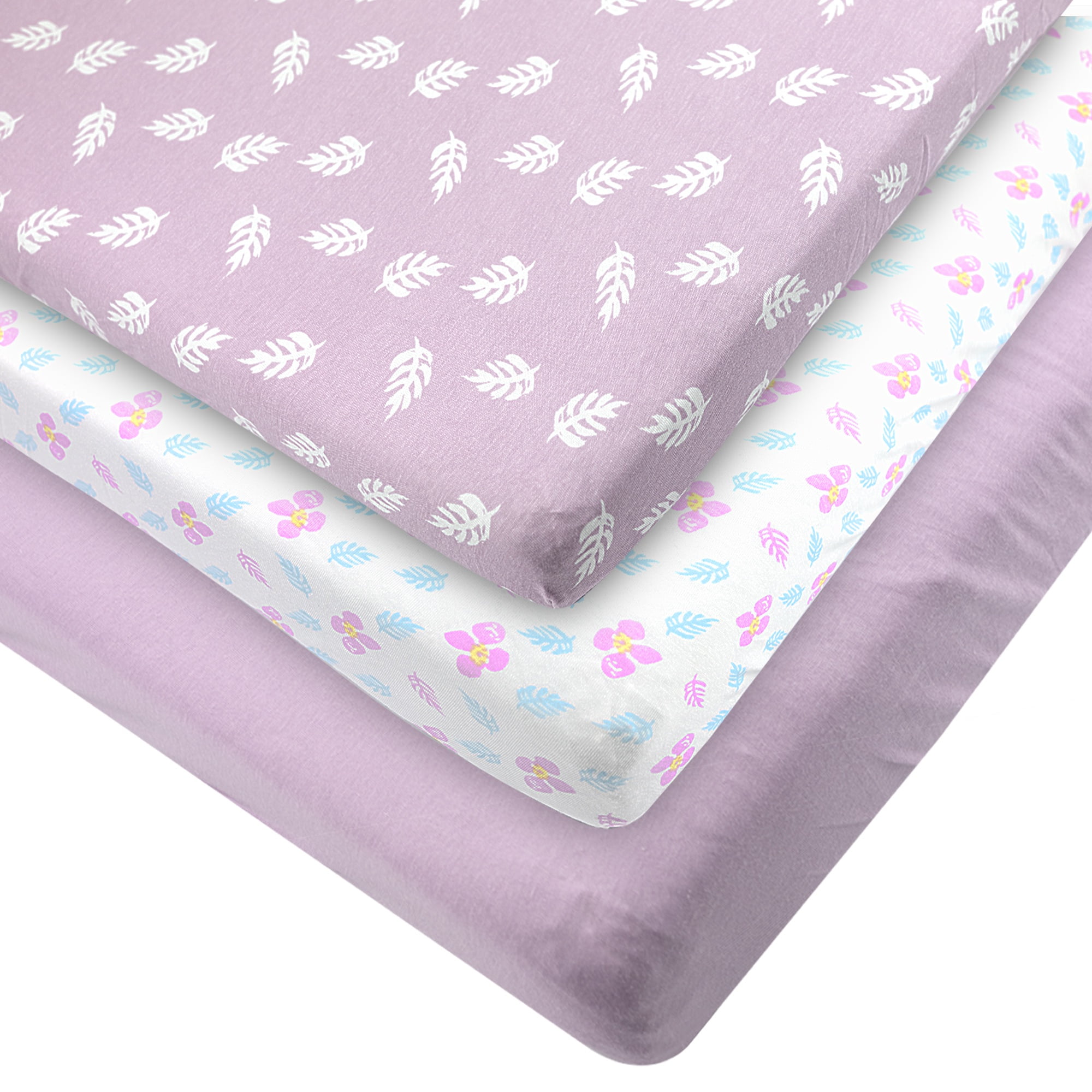 3-Pack Mini Crib Sheets – 100% Cotton, Soft & Breathable Fitted Sheets for Pack and Play & Mini Cribs (38” x 24” x 5”)