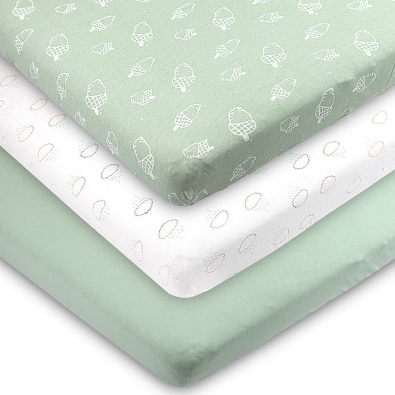 3-Pack Mini Crib Sheets – 100% Cotton, Soft & Breathable Fitted Sheets for Pack and Play & Mini Cribs (38” x 24” x 5”)