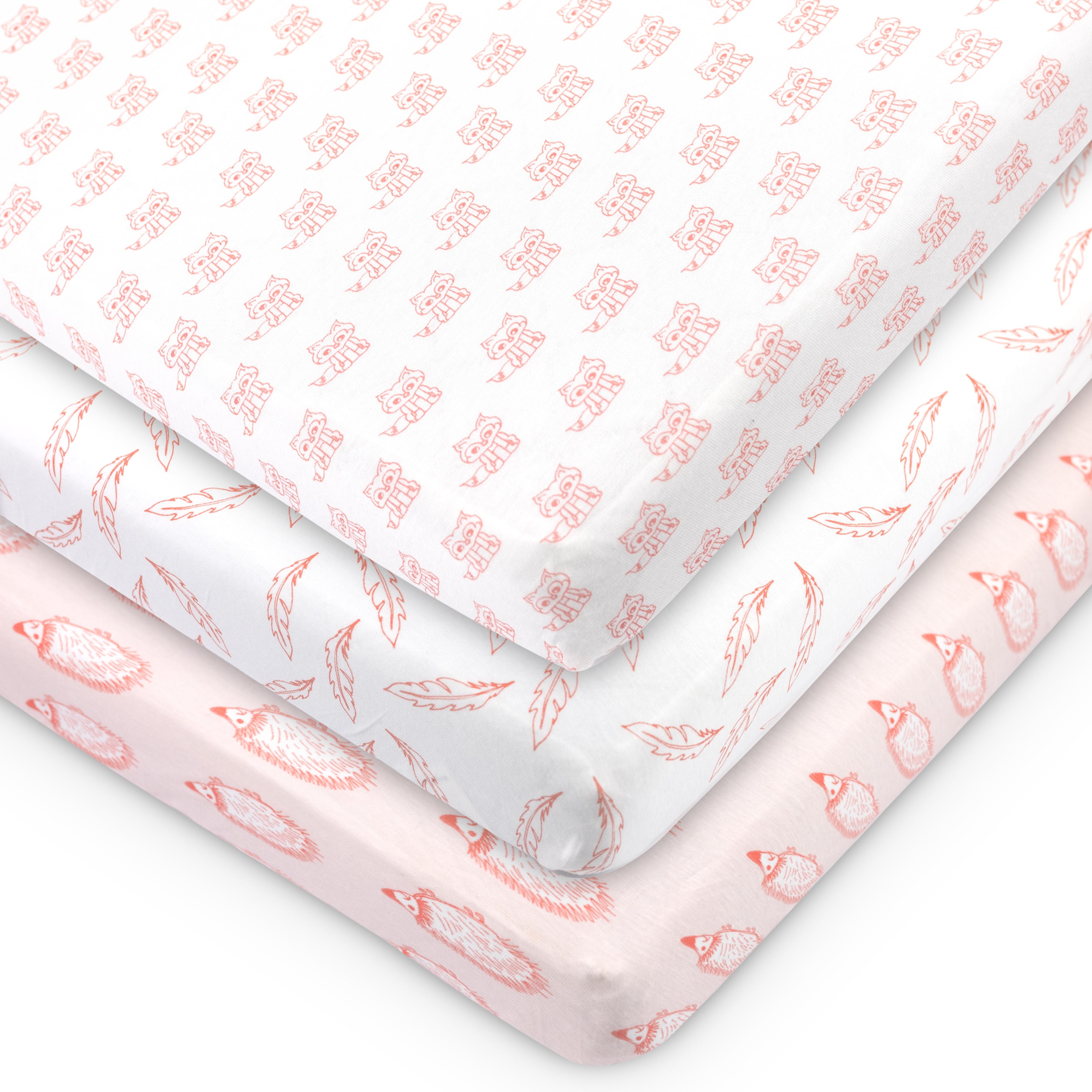 3-Pack Mini Crib Sheets – 100% Cotton, Soft & Breathable Fitted Sheets for Pack and Play & Mini Cribs (38” x 24” x 5”)