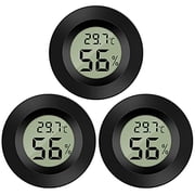 3-Pack Mini Digital Thermometer Hygrometer Indoor Room LCD Reptile Monitor Humidity Meter Gauge for Humidifiers Dehumidifiers Greenhouse Basement Babyroom