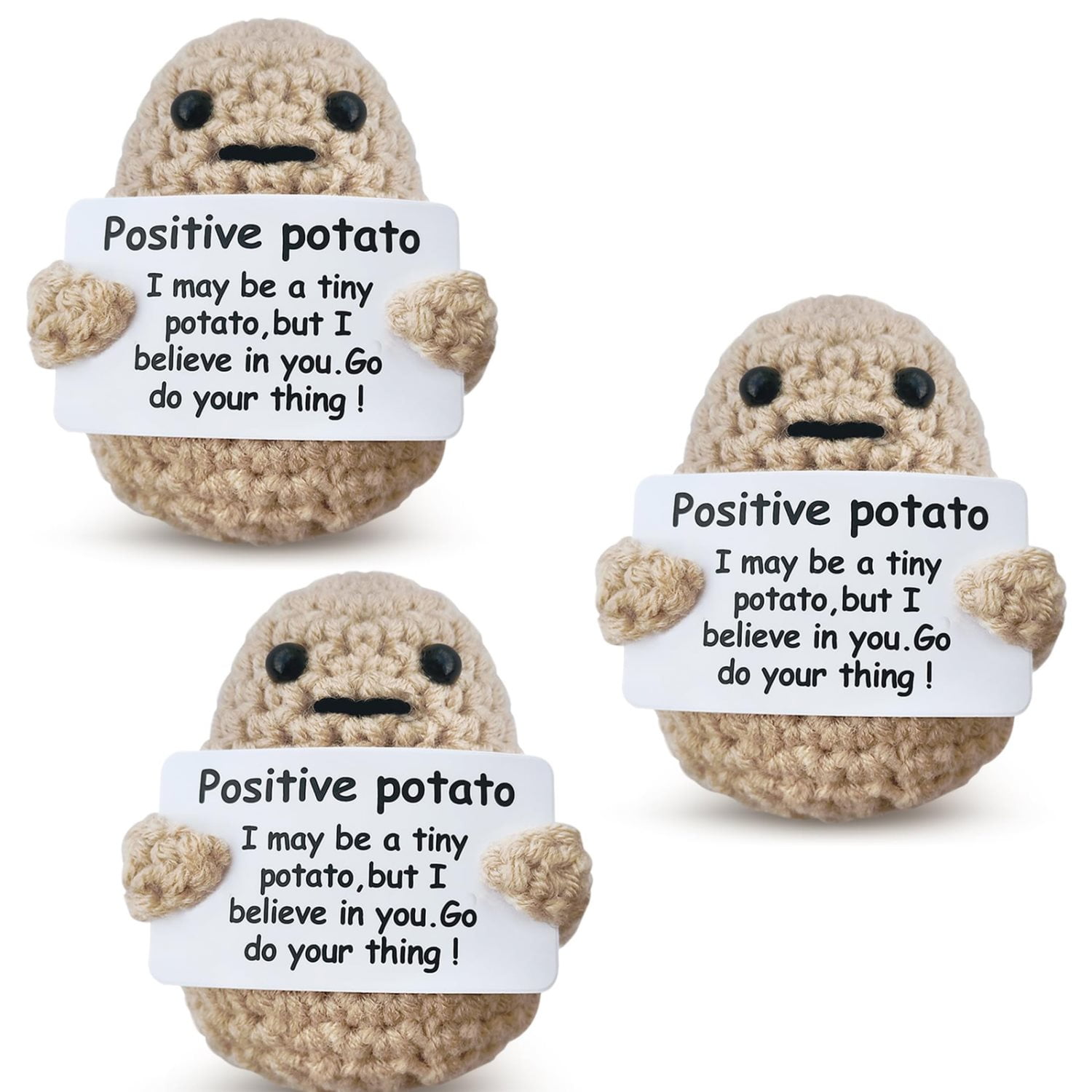 Mini Funny Positive Potato, 2inch Interesting Knitted Wool Potato Doll  Creative Cute Funny Knitted Positive Potato for Birthday Gifts Party  Decoration