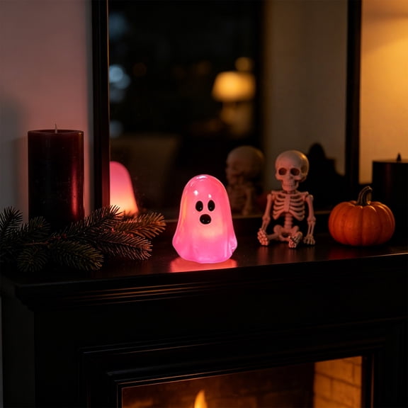 3 Pack Mini Halloween Ghost Figurines, Glow In The Dark Resin Ghost Ornaments, Tiny Cute Haunted Decorations Set, Small Desktop Shelf Mantel Party Accessories for Home Office