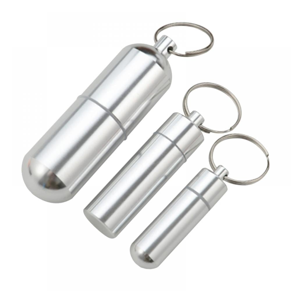 3 Pack Mini Keychain Pill Holder, Portable Small Pill Box Bottle for Purse, Waterproof Pocket Pill Case EDC Medicine Container Nitro Pill Fob Carrier for Outdoor Travel Camping