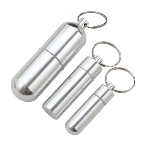 3 Pack Mini Keychain Pill Holder, Portable Small Pill Box Bottle for Purse, Waterproof Pocket Pill Case EDC Medicine Container Nitro Pill Fob Carrier for Outdoor Travel Camping