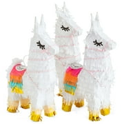 3 Pack Mini Llama Pinata for Birthday Party, Fiesta, Cinco de Mayo Decorations (4.9 x 2.1 x 10.2 Inches)
