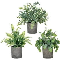 3 Pack Mini Potted Artificial Plants, Small Fake Greenery Plants, Faux Plastic Plants Indoor Home Bath Farmhouse Office Room Desk Shelf Table Centerpieces Decor A