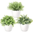 thumbnail image 1 of 3 Pack Mini Potted Fake Plants Artificial Eucalyptus Plants in Pots for Home Decor Faux Plant Indoor with 4 Inch Frosted Plastic Planter for Office Bathroom Desk Room Greenery Decoration, 1 of 4