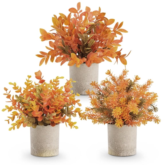 3 Pack Mini Potted Fake Plants Artificial Plastic Eucalyptus Plants Topiaries for Home Office Desk Farmhouse Shelf Room Bathroom Decor(Sage Green)