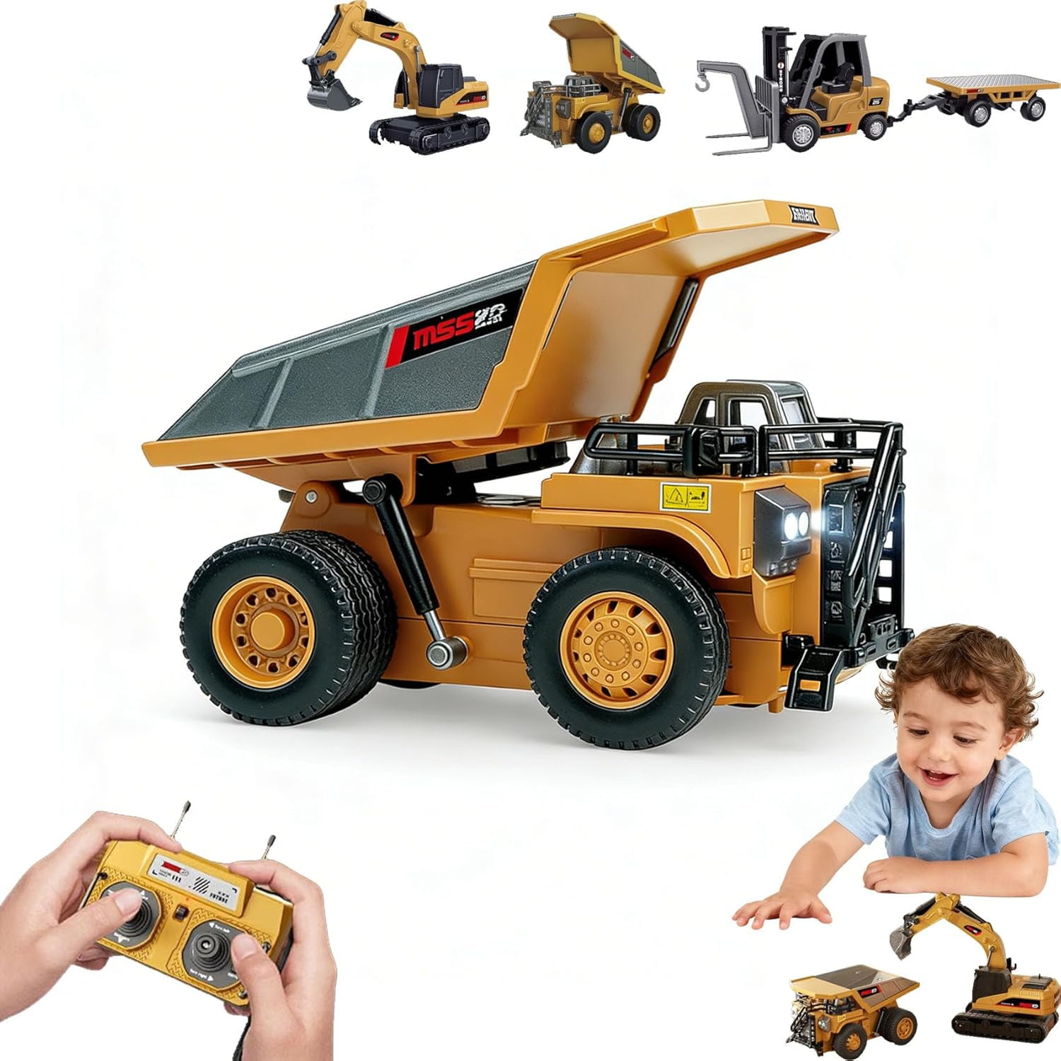 3-Pack Mini RC Construction Vehicles Set, 1:64 Alloy Remote Control ...