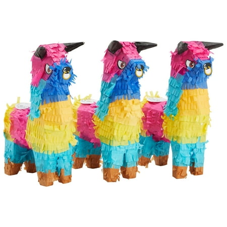 3 Pack Mini Rainbow Bull Pinatas for Cinco de Mayo Party Decorations, Mexican Fiesta Supplies (5.25 x 9 x 2 in)