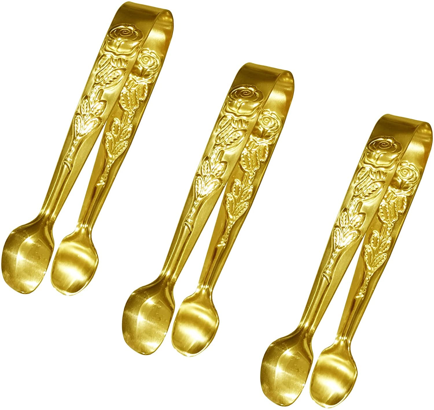 3 Pack Mini Serving Tongs, 4 Inch Stainless Steel Sugar Cube Tongs