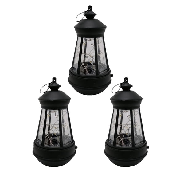 3 Pack Mini Solar Pendant Lights,IP65 Waterproof Hanging Lantern,Resin & Iron Small Outdoor Lamp,Auto On/Off Solar Powered Decorative Light for Garden Patio Yard Balcony