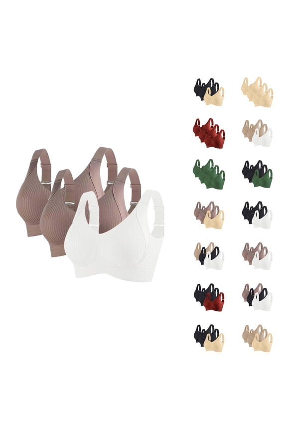 3 Pack Minimizer Bras for Women Adjustable Strap Anti Sagging Plus Size Seamless Bra Everyday Bra