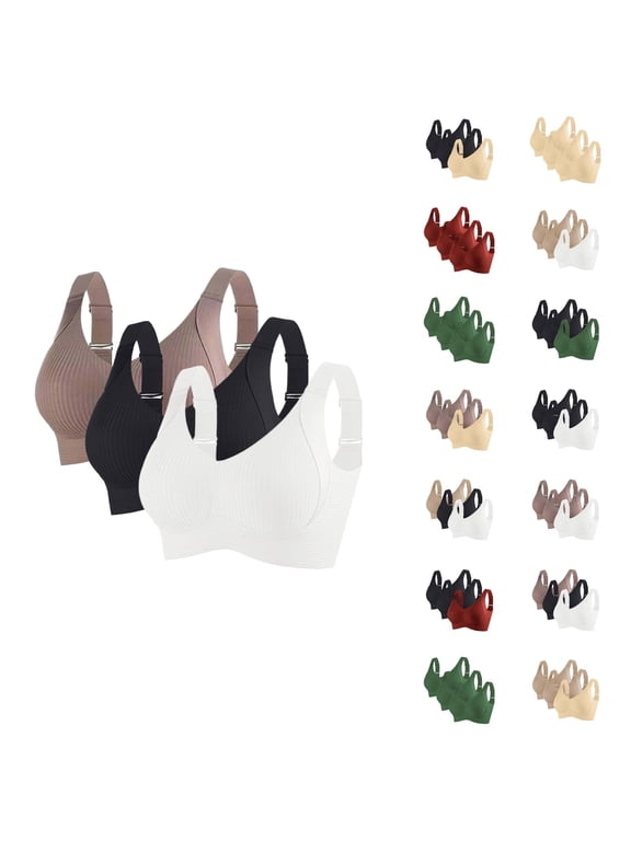 3 Pack Minimizer Bras for Women Adjustable Strap Anti Sagging Plus Size Seamless Bra Everyday Bra