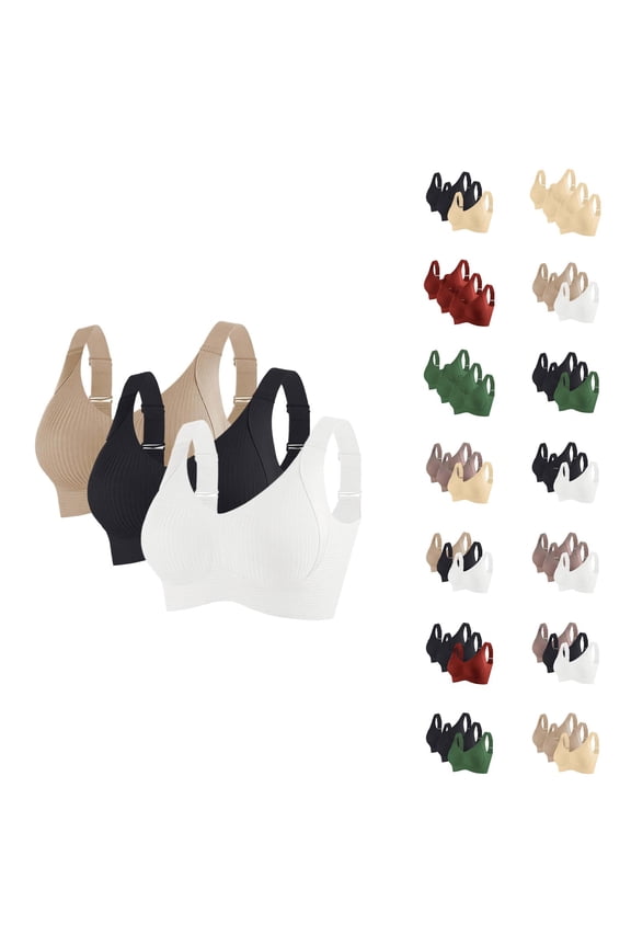 3 Pack Minimizer Bras for Women Adjustable Strap Anti Sagging Plus Size Seamless Bra Everyday Bra