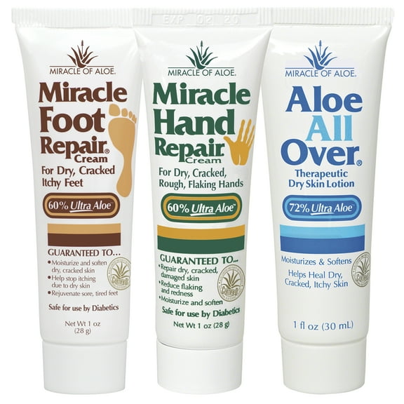 3-Pack Miracle Assortment - Miracle Foot Repair, Miracle Hand Repair and Aloe All Over