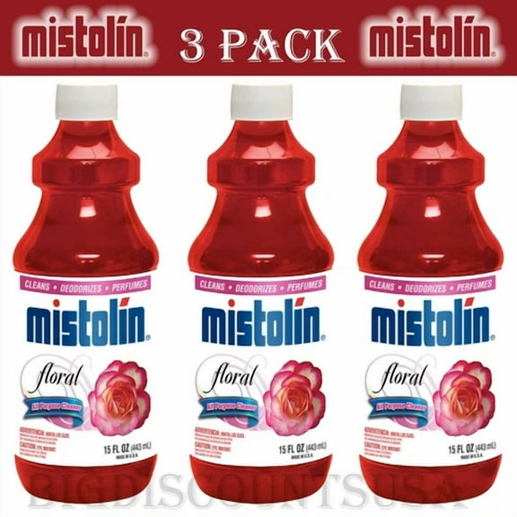 3 Pack Mistolin General All Purpose Cleaning Solution Kit Floral Scent 15 Fl Oz
