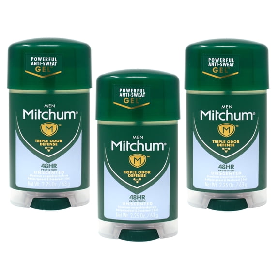 Mitchum Power Gel Antiperspirant Deodorant - Unscented - Net Wt. 2.25 oz - Pack of 3
