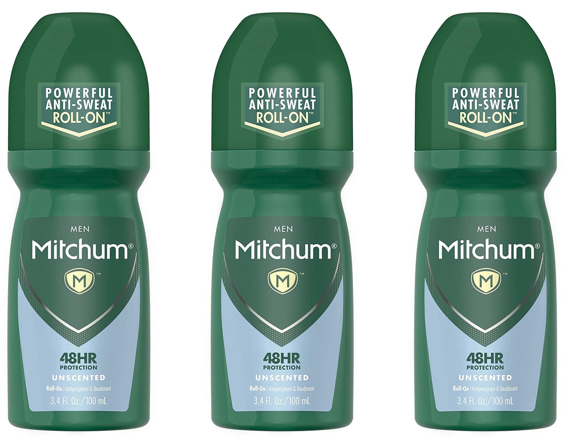 Mitchum Invisible Anti-Perspirant & Deodorant Roll-On, Unscented 3.4 oz (Pack of 3)