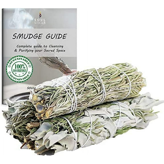 3 Pack Mixed White Sage and Copal Leaves Smudge Sticks | Grown in California Smudge Bundles with Herbs Smudge Guide Included