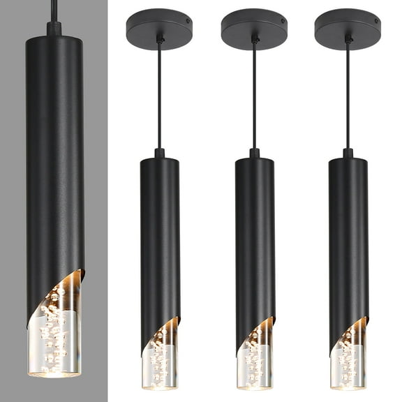 3 Pack Modern Pendant Light, Mini Chandelier Bubble Acrylic Pendant Lighting for Kitchen Island, 3 Color 3000K/4500K/6500K