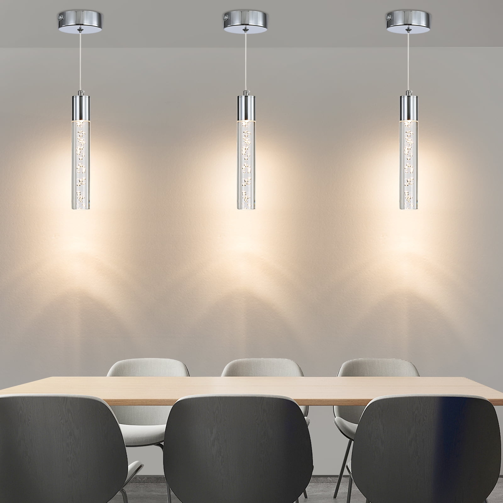 3 Pack Modern Pendant Light Mini Chandelier Bubble Acrylic Pendant ...