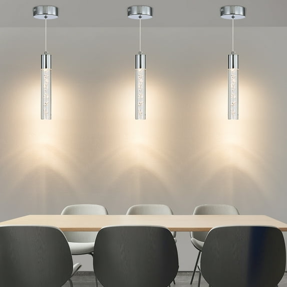 3 Pack Modern Pendant Light Mini Chandelier Bubble Acrylic Pendant Lighting for Kitchen Island 3 Color 3000K/4500K/6500K