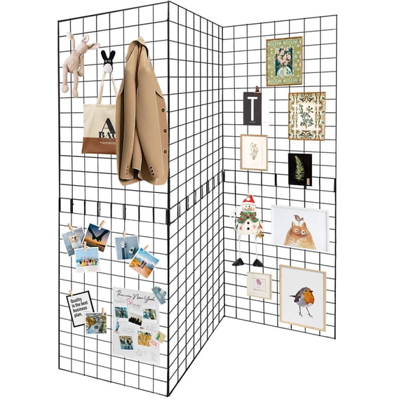 3-Pack Modular Gridwall Panels, 2' x 6' Heavy Duty Metal Wire Grid Wall Display Rack, Configurable Black Retail Display Stand for Trade Shows and Home Organization