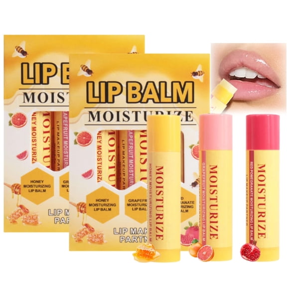 3-Pack Moisturizing Lip Balm Set, Honey Grapefruit & Pomegranate Flavors, Hydrating Lip Care as Lip Makeup Partner, Portable Lip Stick for Everyday Use