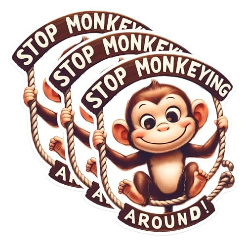 (3 Pack) Monkeying Around Decals - Funny Monkey - Cute Animal Decals - 3 Inches On Longest Side - Easy Peel & Apply - Made in USA - 3MCS1479